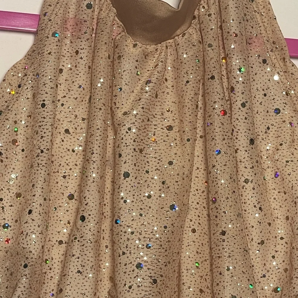 Body Wrappers 12-14 Nude gold Shimmer Halter Crop Top Dancewear Jazz Tap Lyrical